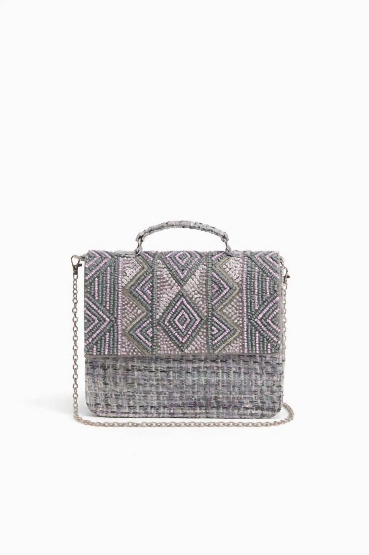 Women's Fog Embellished Satchel In Grey/lavender