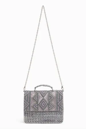 Women's Fog Embellished Satchel In Grey/lavender