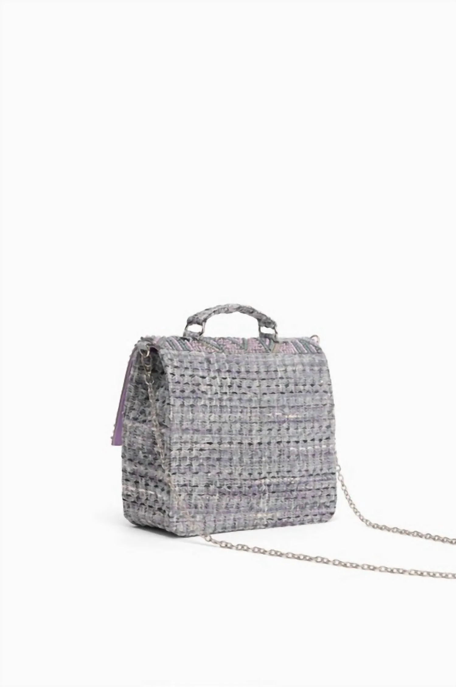 Women's Fog Embellished Satchel In Grey/lavender