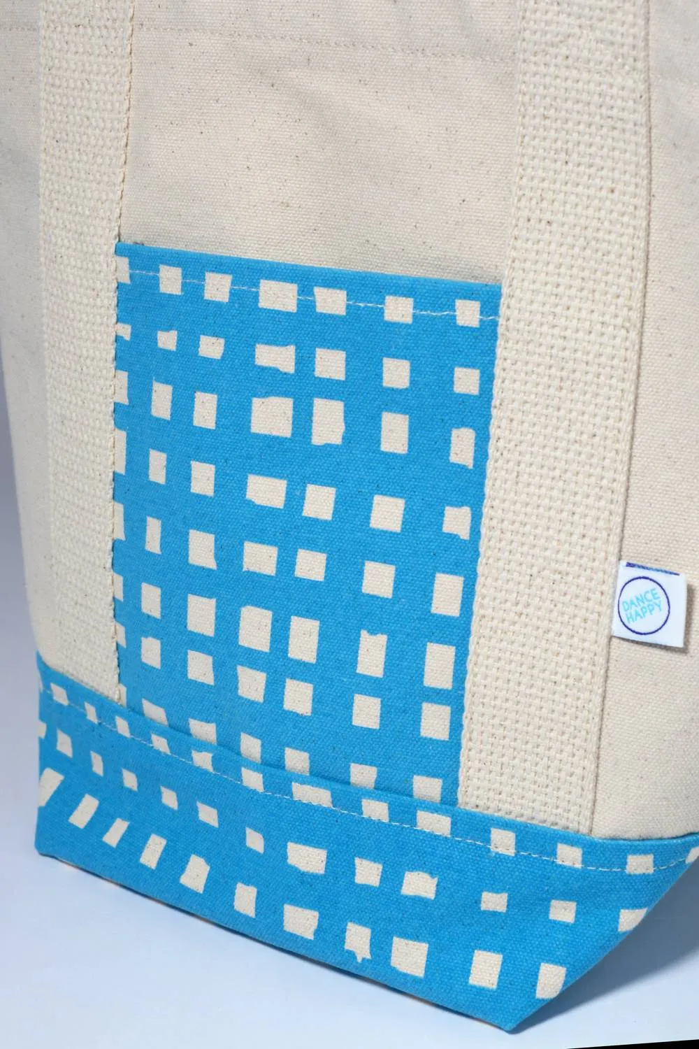 Women's Grid Mini Tote Bag In Ivory/blue