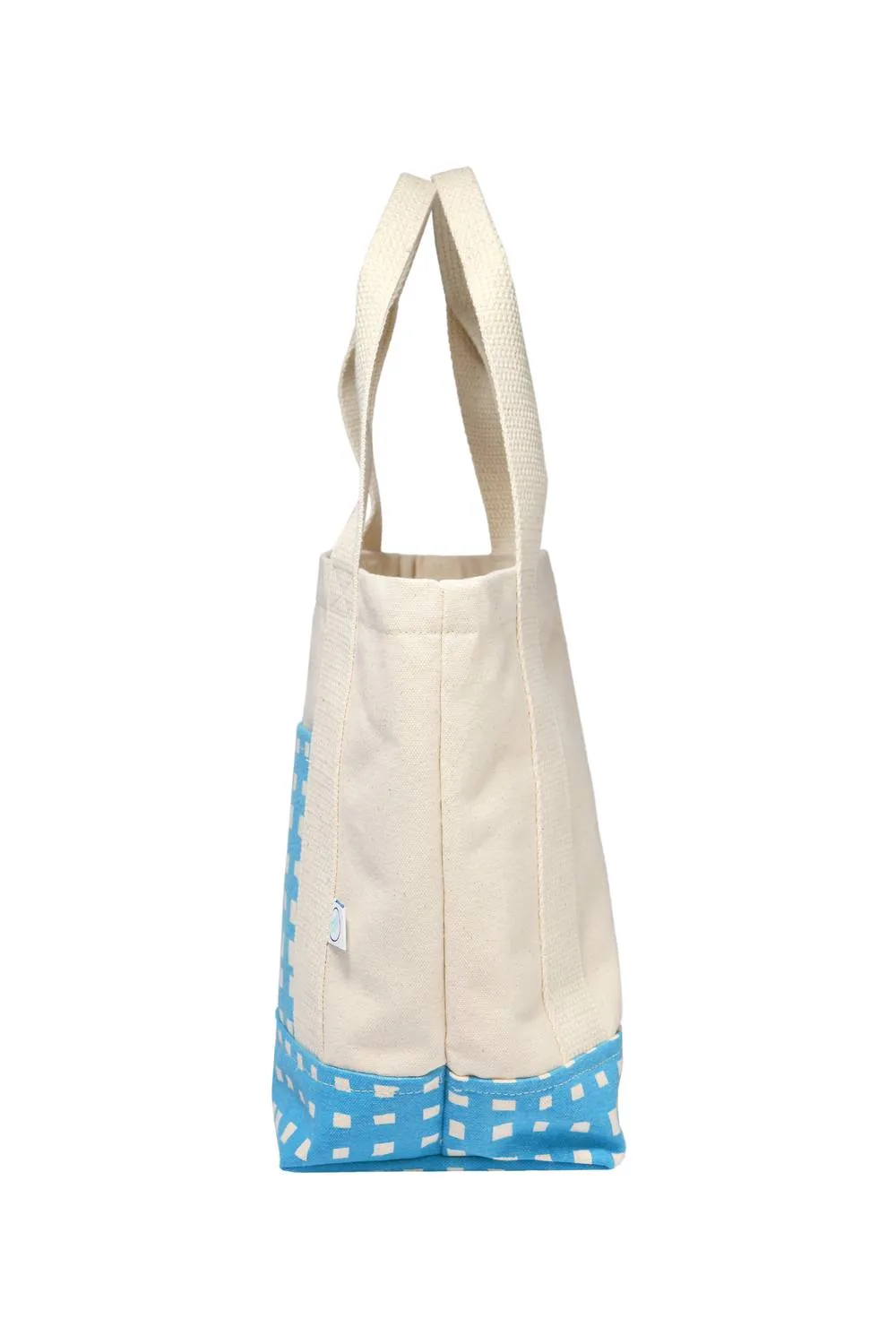 Women's Grid Mini Tote Bag In Ivory/blue