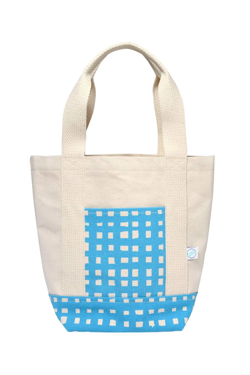 Women's Grid Mini Tote Bag In Ivory/blue
