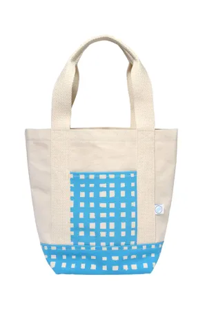 Women's Grid Mini Tote Bag In Ivory/blue