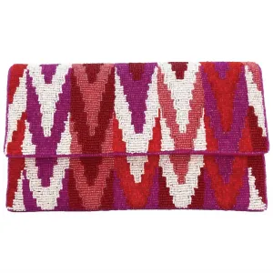 Women's Obsession Chevron Beaded Clutch In Pink