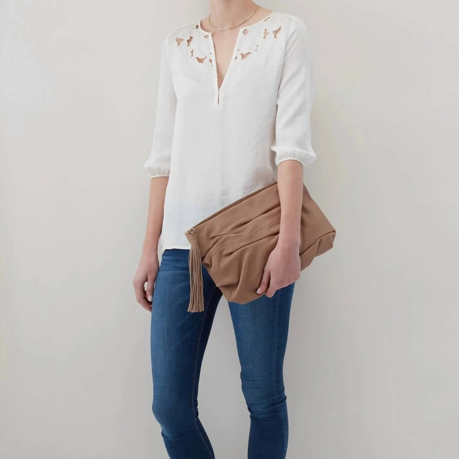 Women's Oversized Clutch Bag In Taupe