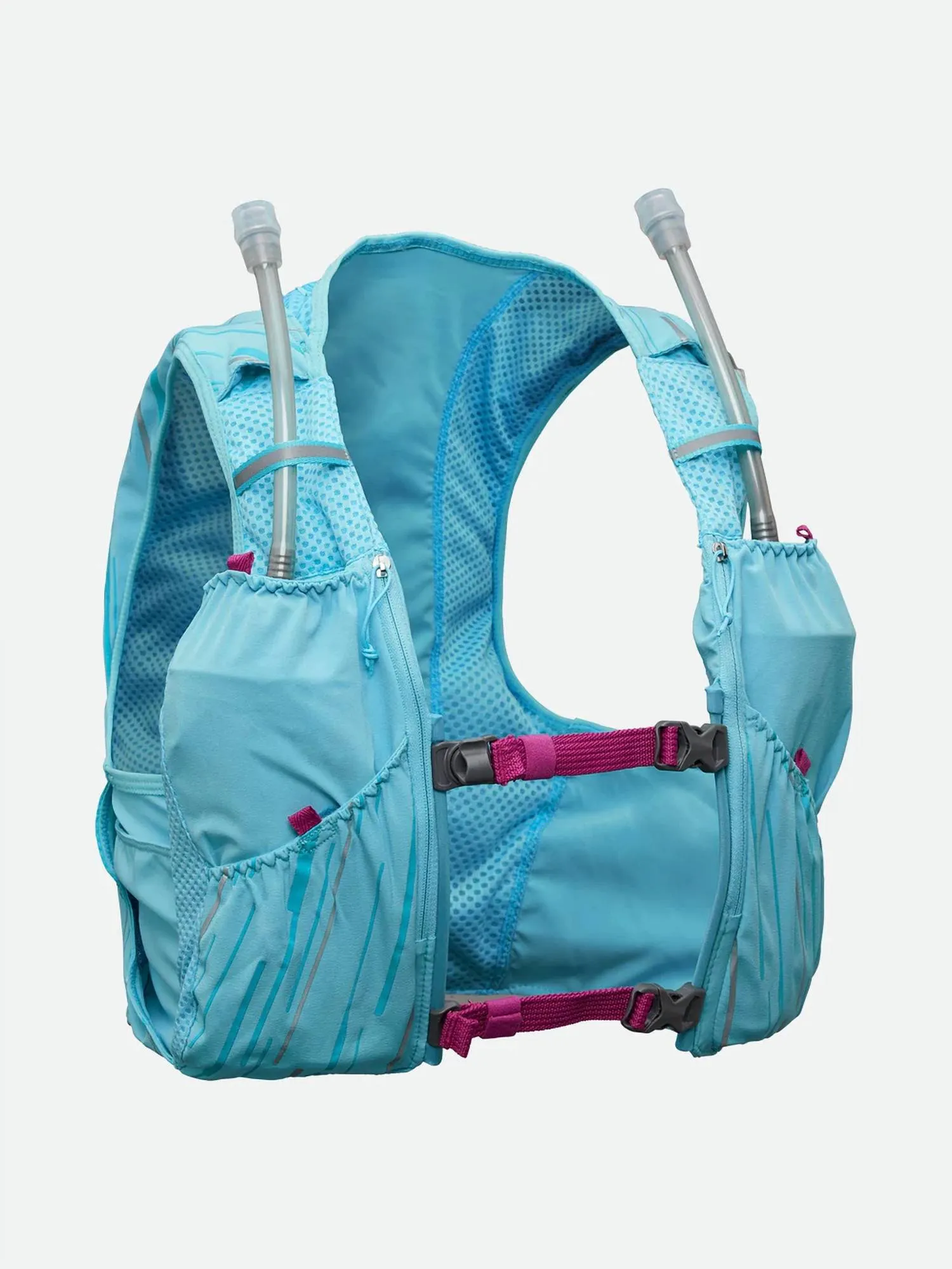 Women's Pinnacle 4 Liter Hydration Race Vest With Two 20Ml Flasks In Caribbean Blue/magenta