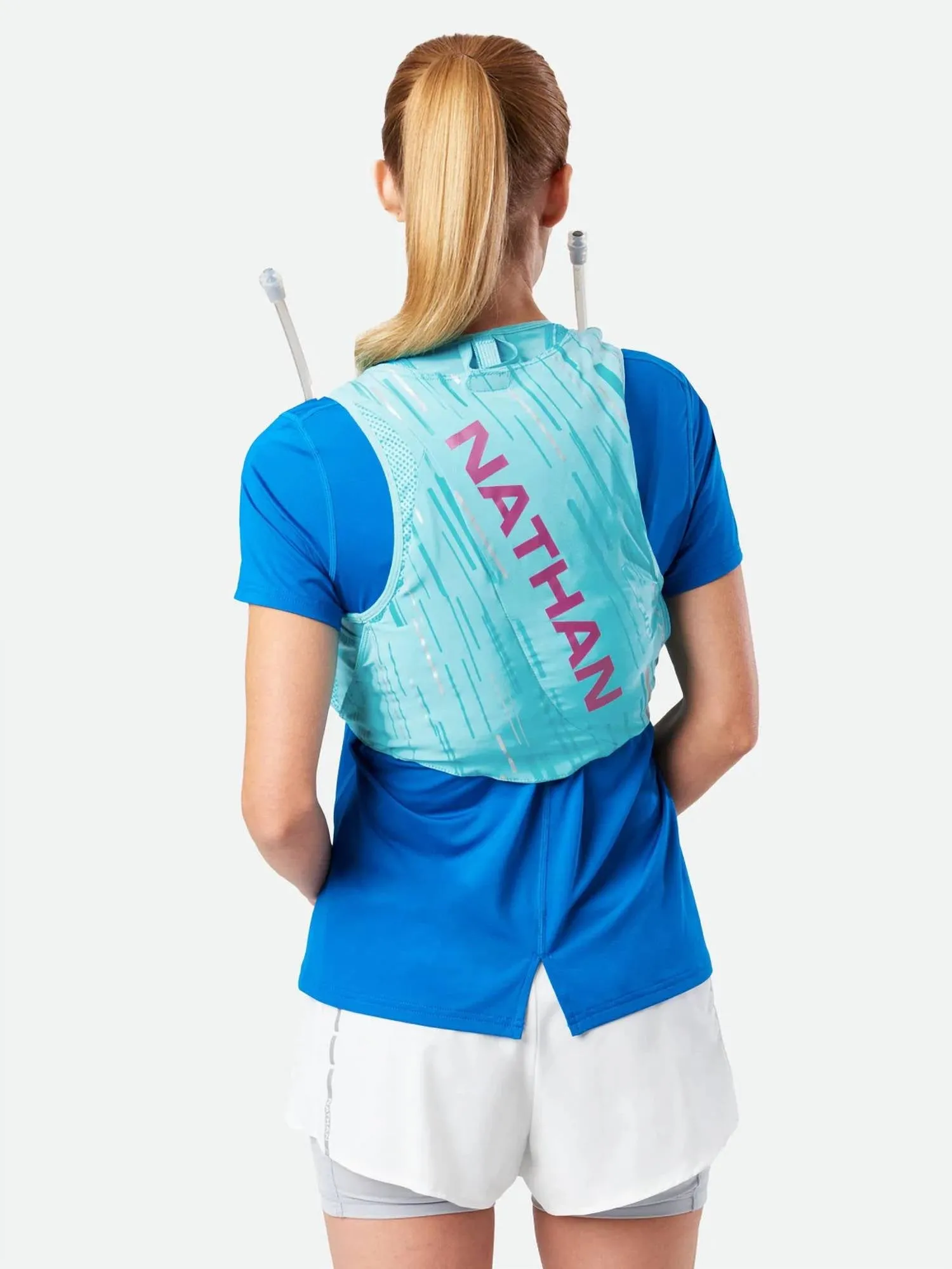 Women's Pinnacle 4 Liter Hydration Race Vest With Two 20Ml Flasks In Caribbean Blue/magenta