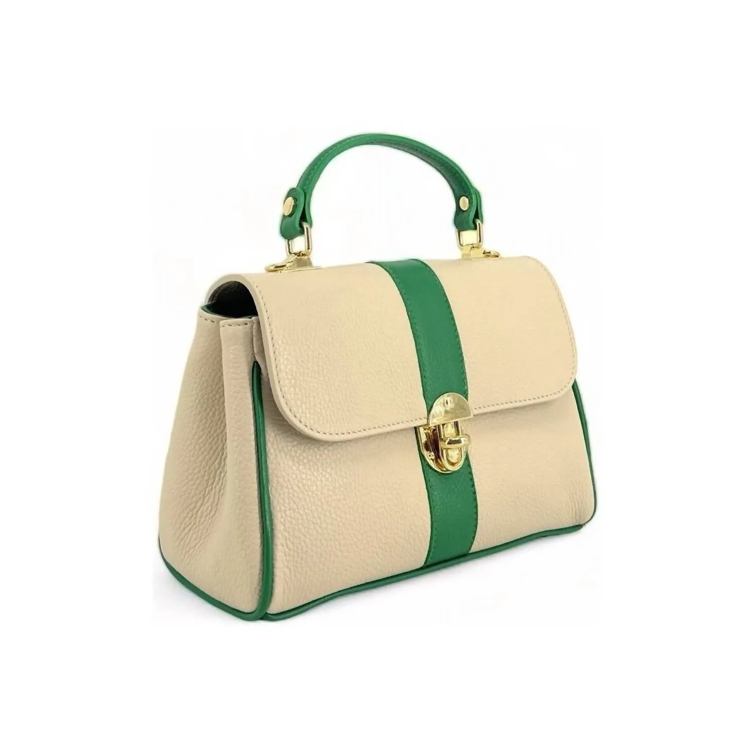 Women's Pop Of Color Handbag In Green And Cream