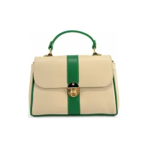Women's Pop Of Color Handbag In Green And Cream