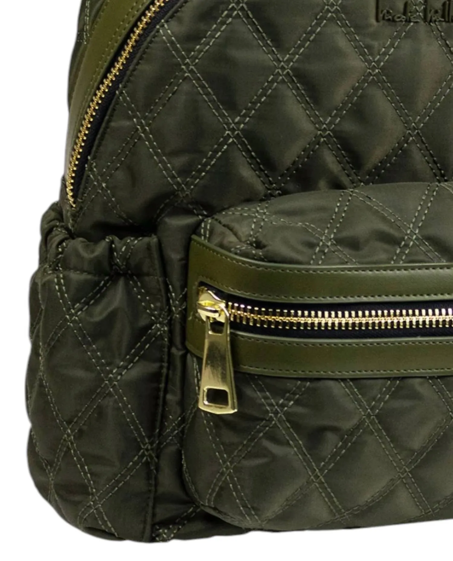 Women's Quilted Nylon Backpack In Khaki Green