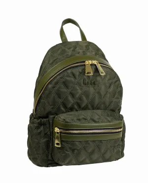 Women's Quilted Nylon Backpack In Khaki Green