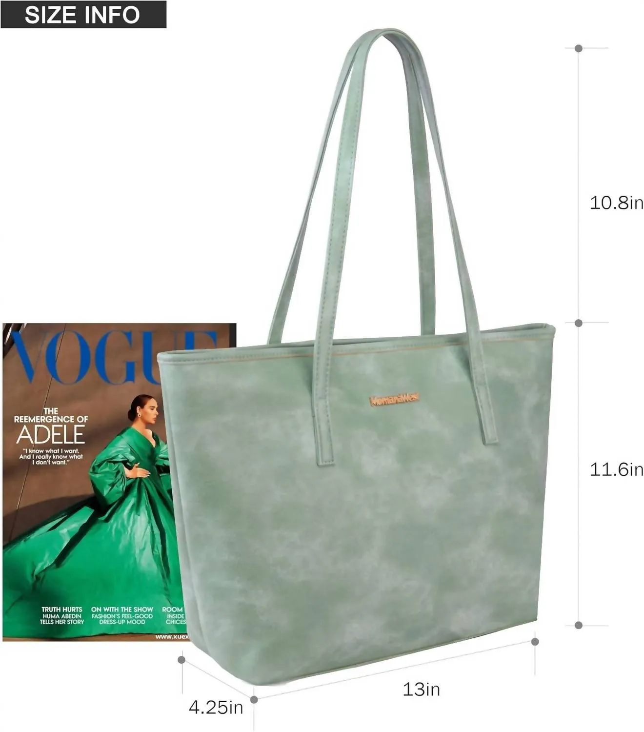 Women's Shoulder Tote Bag In Mint Green