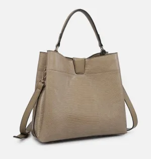 Women's Tati Lizard Monogrammable Satchel Bag In Taupe