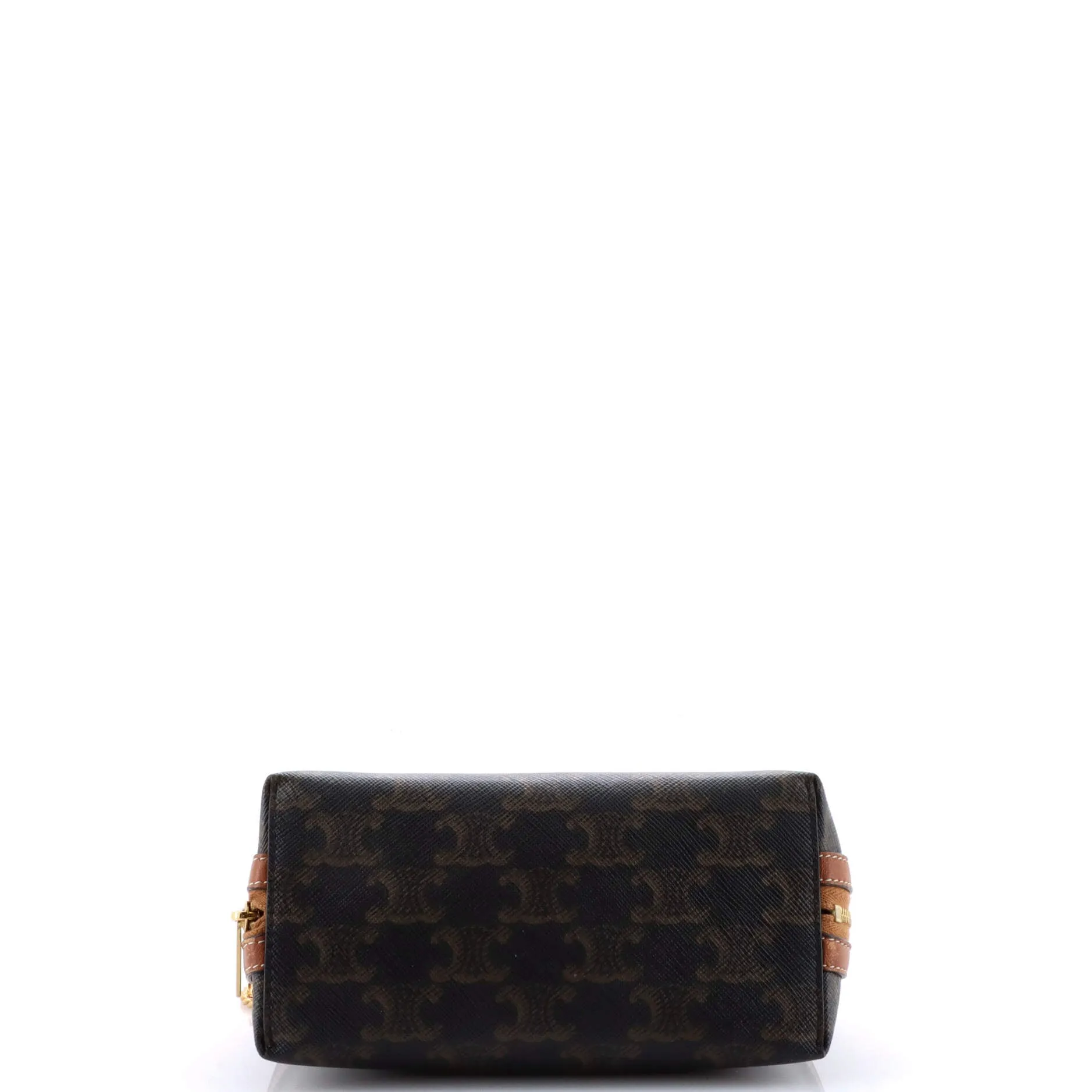 Zip Around Chain Clutch Embroidered Triomphe Coated Canvas
