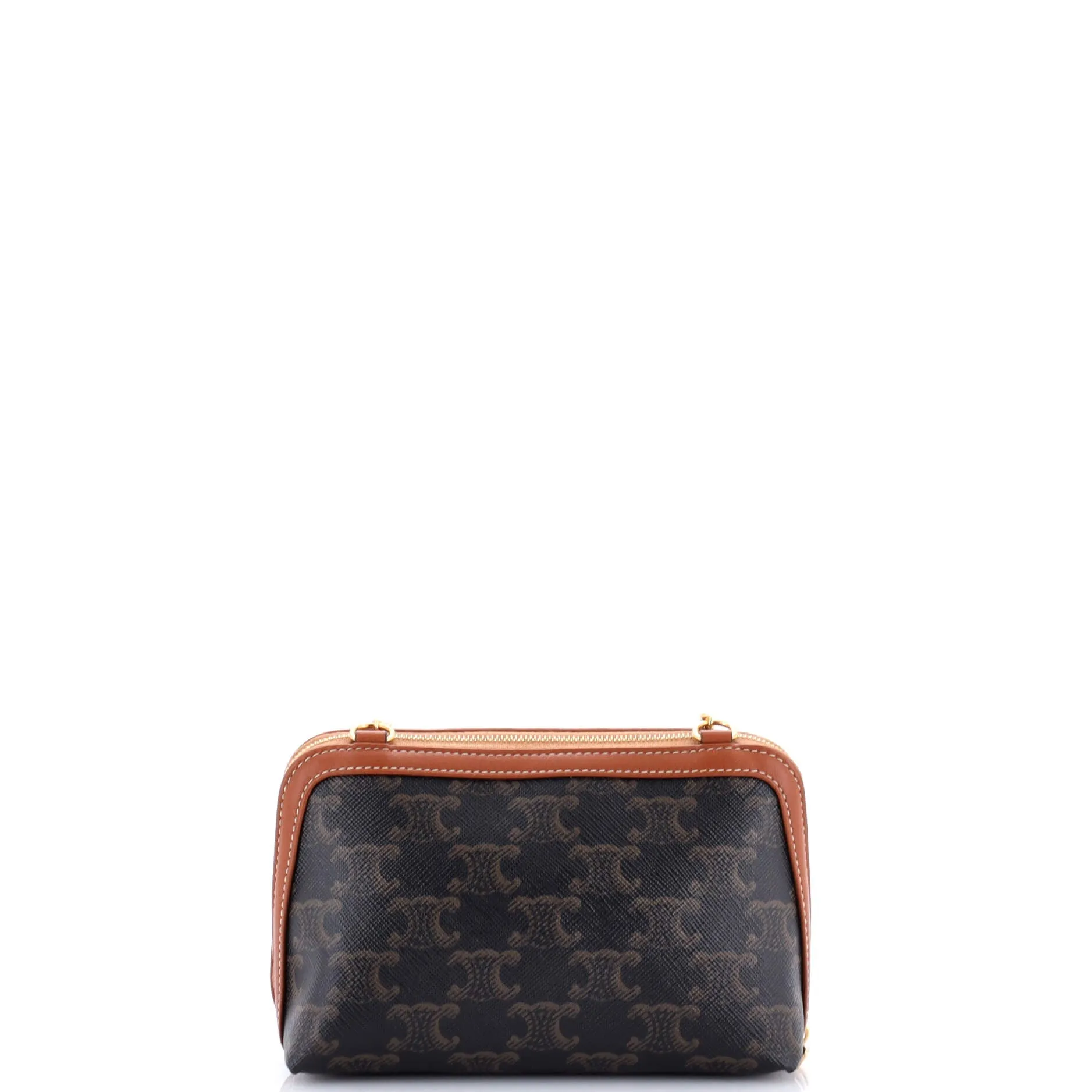 Zip Around Chain Clutch Triomphe Coated Canvas