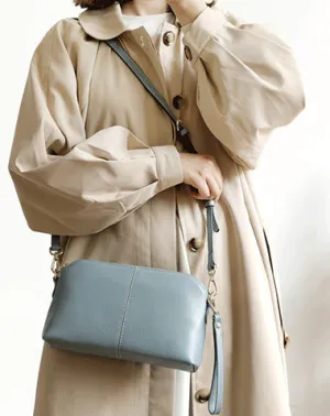 Zip Womens Leather Wristlet Wallet Blue Crossbody Purse Cute Shoulder Bag for Women